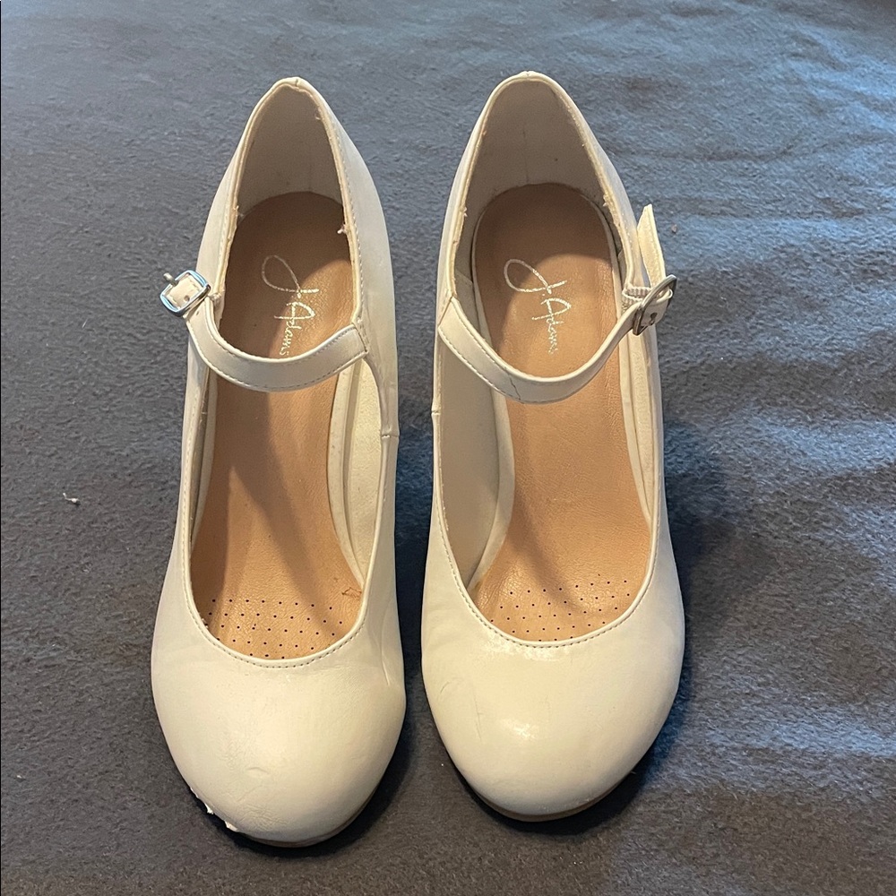 J. Adams Women's White Mary Jane Heels